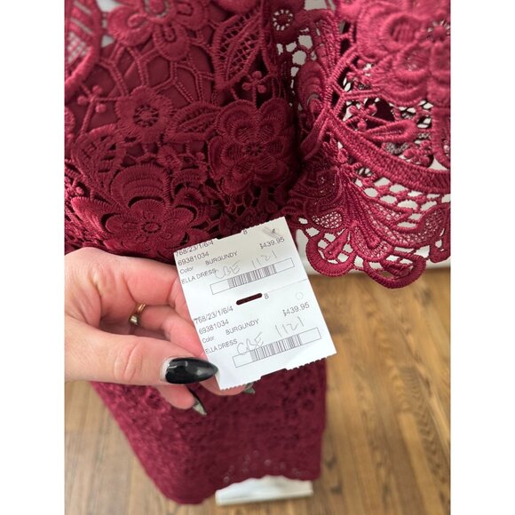 NWT SHOSHANNA Ella Lace Mini Dress in Burgundy Size 8 $440 - Picture 3 of 4